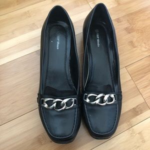 Top moda black wedges